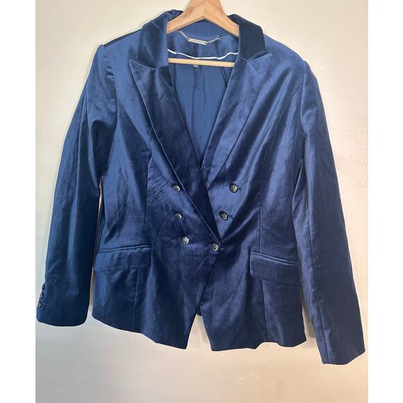 White House Black Market Navy Velvet Blazer 14 - Picture 3 of 7